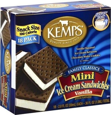 Vanilla Flavored Ice Cream Between Chocolate Wafers Mini Sandwiches, Vanilla