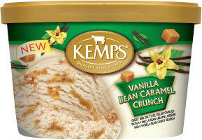 Vanilla Bean Sweet And Salty Ice Cream Swirled With Vanilla Bean Caramel Ribbon And Vanilla Bean Candy Crunch, Vanilla Bean Caramel Crunch