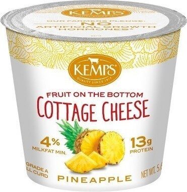 Pineapple 4% Fruit On The Bottom Small Curd Cottage Cheese, Pineapple