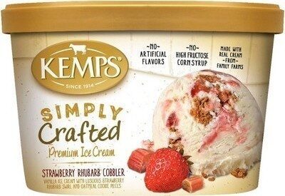 Vanilla With Luscious Strawberry Rhubarb Swirl And Oatmeal Cookie Pieces Premium Ice Cream, Strawberry Rhubarb Cobbler