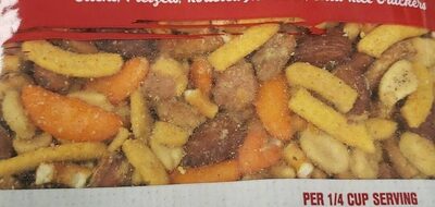 Sweet & Spicy Roasted Peanuts, Hot Cajun Corn Sticks, Butter Toffee Peanuts, Honey Roasted Sesame Sticks, Pretzels, Roasted Almonds, Chili Rice Crackers Trail Mix, Sweet & Spicy