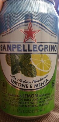 Limone E Menta Sparkling Lemon Beverage With 16% Lemon Juice From Concentrate With Mint Extract, Limone E Menta