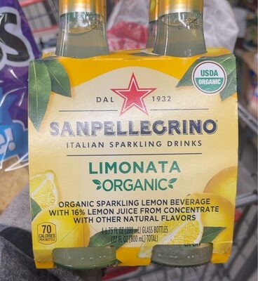 Limonata Organic Sparkling Lemon Beverage With 16% Lemon Juice From Concentrate, Limonata