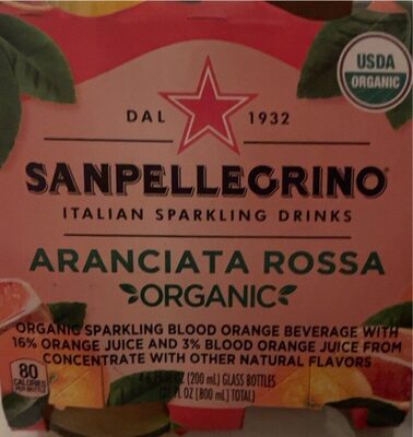 Aranciata Rossa Organic Sparkling Blood Orange Beverage With 16% Orange Juice And 3% Blood Orange Juice From Concentrate, Aranciata Rossa