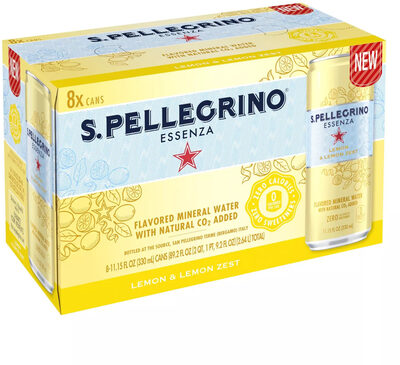 Lemon & Lemon Zest Flavored Mineral Water With Natural Co2 Added, Lemon & Lemon Zest