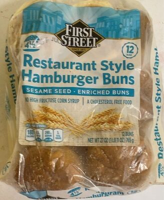 Restaurant Style Enriched Sesame Seed Hamburger Buns, Restaurant Style