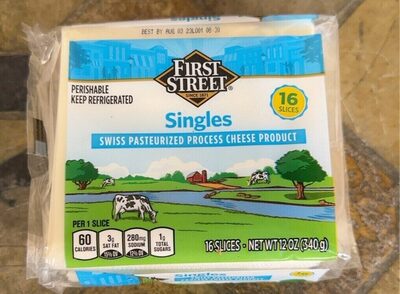 Swiss Pasteurized Process Cheese Product Singles, Swiss