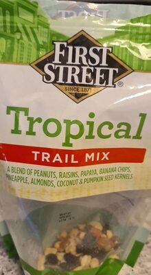 Tropical A Blend Of Peanuts, Raisins, Papaya, Banana Chips, Pineapple, Almonds, Coconut & Pumpkin Seed Kernels Trail Mix, Tropical
