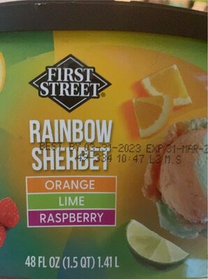 Orange, Lime, Raspberry Rainbow Sherbet, Orange, Lime, Raspberry