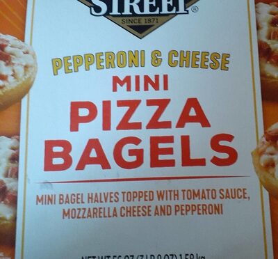 Pepperoni & Cheese Mini Bagel Halves Topped With Tomato Sauce, Mozzarella Cheese And Pepperoni Mini Pizza Bagels, Pepperoni & Cheese