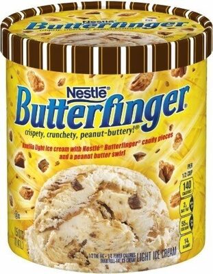 Crispety, Crunchety, Peanut-Buttery! Flavored Vanilla Light Ice Cream With Butterfinger Candy Pieces And A Peanut Butter Swirl, Crispety, Crunchety, Peanut-Buttery!
