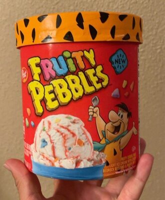 Fruity Pebbles Flavored Fruity Cereal Milk Light Ice Cream With Candy Bedrock Bits And A Fruity Swirl, Fruity Pebbles