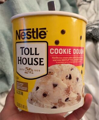 Cookie Dough Flavored Vanilla Ice Cream With Cookie Dough Pieces And Mini Nestle Toll House Morsels, Cookie Dough