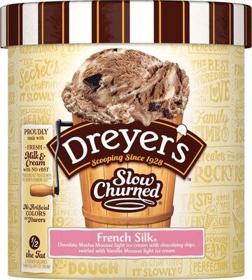 French Silk Chocolate Mocha Mousse Light Ice Cream With Chocolatey Chips, Swirled With Vanilla Mousse Light Ice Cream, French Silk Chocolate Mocha Mousse Light