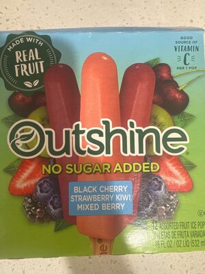 Assorted Fruit Ice Bars, Black Cherry Strawberry Kiwi Mixed Berry