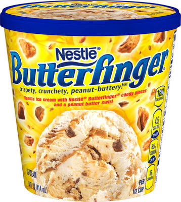 Vanilla Ice Cream With Butterfinger Candy Pieces And A Peanut Butter Swirl Ice Cream, Vanilla Ice Cream With Butterfinger Candy Pieces And A Peanut Butter Swirl