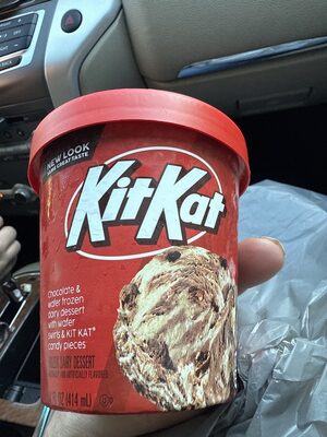 Chocolate And Wafer Light Ice Creams With A Wafer Swirl & Kit Kat Candy Pieces, Chocolate And Wafer