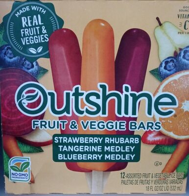 Strawberry Rhubarb, Tangerine Medley, Blueberry Medley Assorted Fruit & Vegetable Ice Bars, Strawberry Rhubarb, Tangerine Medley, Blueberry Medley