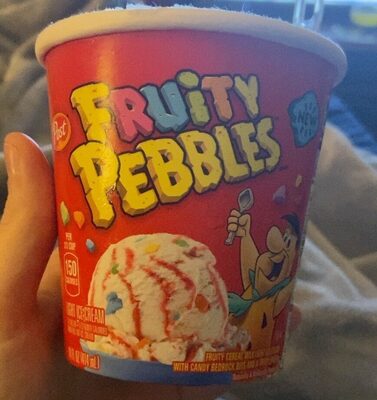 Fruity Cereal Milk Light Ice Cream With Candy Bedrock Bits And A Fruity Swirl Flavored Ice Cream, Candy Bedrock Bits And A Fruity Swirl