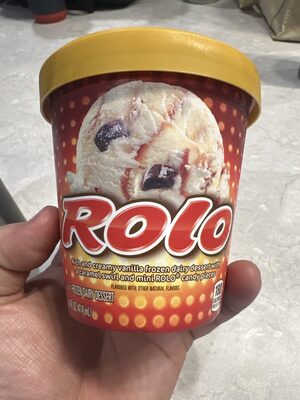 Rolo Rich And Creamy Vanilla Ice Cream With A Caramel Swirl And Mini Rolo Candy Pieces, Rolo