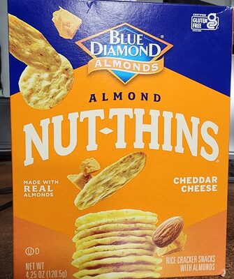 Cheddar Cheese Rice Cracker Snacks With Almonds, Cheddar Cheese