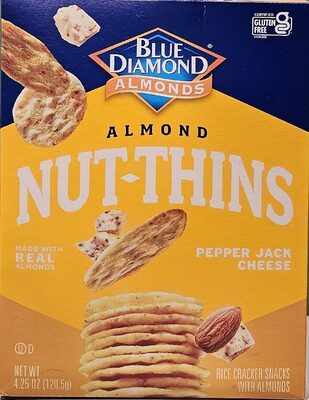 Pepper Jack Cheese Rice Cracker Snacks With Almonds, Pepper Jack Cheese