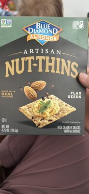 Flax Seeds Artisan Rice Cracker Snacks With Almonds, Flax Seeds