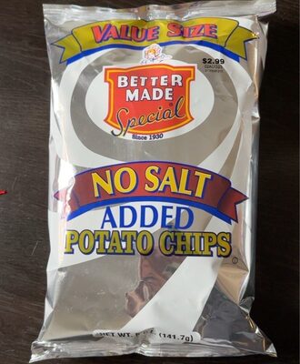 No Salt Added Potato Chips, No Salt