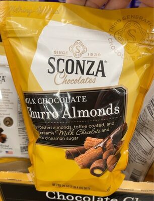 Churro Almonds Crunchy Roasted Almonds, Toffee Coated, And Dried In Creamy Milk Chocolate And Dipped With Cinnamon Sugar, Churro Almonds