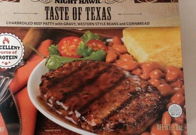 Taste Of Texas Charbroiled Beef Patty With Gravy, Western Style Beans And Cornbread, Taste Of Texas