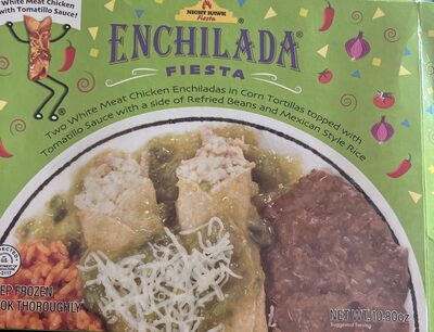 White Meat Chicken! Enchilada Fiesta Two White Meat Chicken Enchiladas In Tomatillo Sauce Topped With Monterey Jack Cheese With Refried Beans And Mexican Style Rice, White Meat Chicken! Enchilada Fiesta
