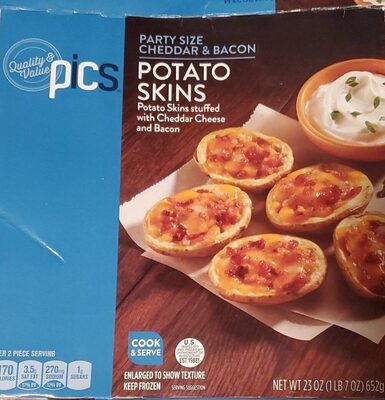 Cheddar & Bacon Party Size Potato Skins Stuffed With Cheddar Cheese And Bacon, Cheddar & Bacon
