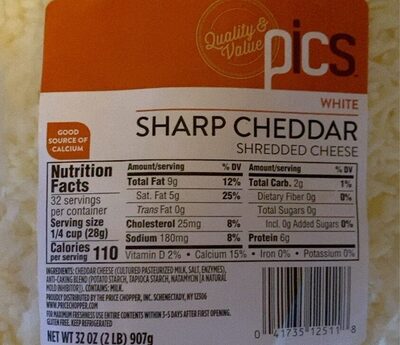 White Sharp Cheddar Shredded Cheese, White Sharp Cheddar