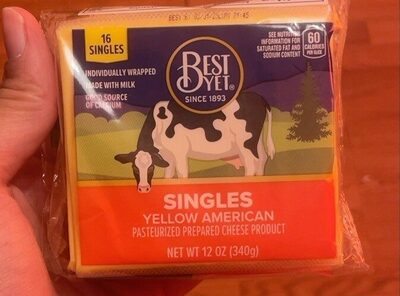 Yellow American Pasteurized Prepared Cheese Product Singles, Yellow American