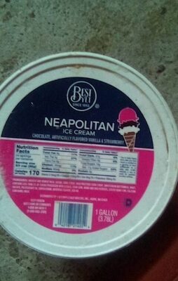Neapolitan Chocolate Flavored Vanilla & Strawberry Ice Cream, Neapolitan