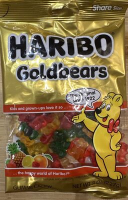 Haribo Goldbears Gummi Candy Share Size, 8 Oz, Orange; Strawberry; Lemon; Pineapple; Raspberry