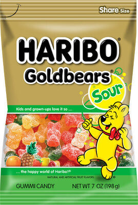 Goldbears Sour Gummi Candy, Orange; Strawberry; Pineapple; Lemon; Raspberry