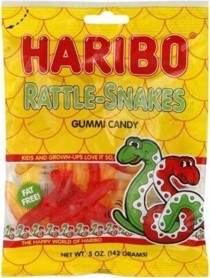 Rattle-Snakes Gummi Candy, Lemon & Orange; Raspberry & Peach; Pineapple & Strawberry