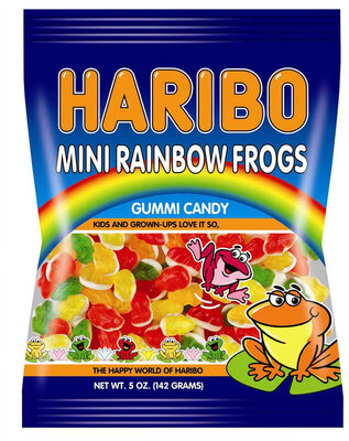 Mini Rainbow Frogs Gummi Candy, Strawberry; Lemon; Orange; Raspberry