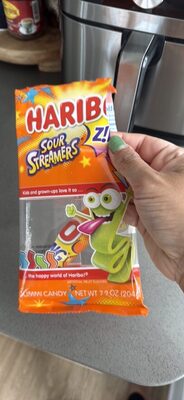 Sour Streamers Gummi Candy, Blue Raspberry; Cherry; Orange; Apple