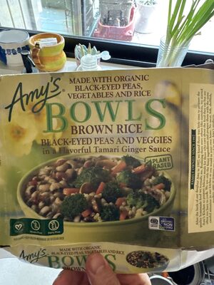 Brown Rice, Black-Eyed Peas And Veggies In A Flavorful Tamari Ginger Sauce Bowls, Brown Rice, Black-Eyed Peas And Veggies