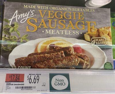 Meatless Made With Organic Vegetables Veggie Sausage, Meatless
