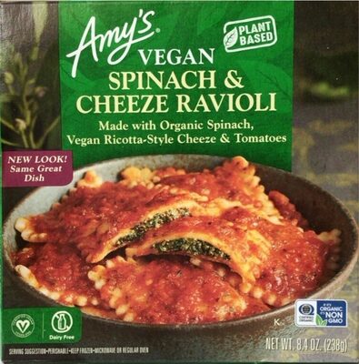 Spinach & Cheeze Made With Organic Spinach, Vegan Ricotta-Style Cheeze & Tomatoes Ravioli, Spinach & Cheeze