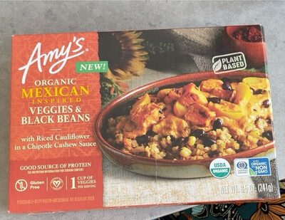 Mexican Inspired Veggies & Black Beans With Riced Cauliflower In A Chipotle Cashew Sauce, Mexican Inspired