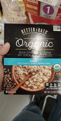Bare Oats, Barley, Wheat, Quinoa & Rye Cats, Barley. Bare, Quinoa & Rye Organic Instant Multigrain Hot Cereal With Flax, Bare Oats, Barley, Wheat, Quinoa & Rye