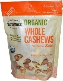 Dry Roasted & Salted Organic Whole Cashews, Dry Roasted & Salted