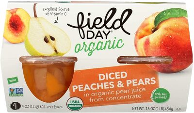Organic Diced Peaches & Pears In Pear Juice, Pear Juice