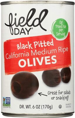 Black Organic California Medium Ripe Pitted Olives, Black