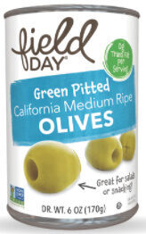 Green California Medium Ripe Pitted Olives, Green