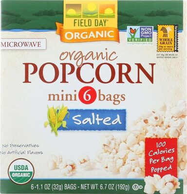 Salted Organic Microwave Popcorn, Salted